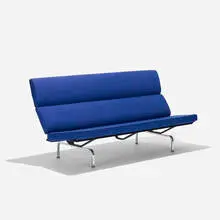 Charles and Ray Eames, Sofa Compact, 1954, Alexander Girard upholstery, chrome-plated steel, enameled steel