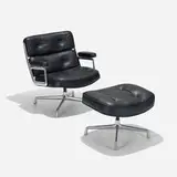 Charles and Ray Eames, Time Life chair and ottoman, 1960, leather, cast aluminum, enameled steel, plastic