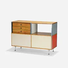 Charles and Ray Eames, ESU 200-C, 1950 / 1952, birch plywood, lacquered masonite, fiberglass, chrome-plated steel, enameled steel