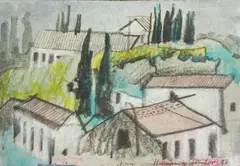 Humphrey Spender, Untitled, crayon and watercolour 10 x 14cm .
