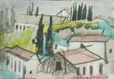 Humphrey Spender, Untitled, crayon and watercolour 10 x 14cm .