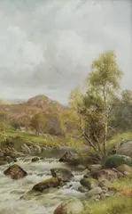 William Henry Mander, 'On the Lledr', oil on canvas
