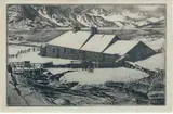 James McIntosh Patrick Obe Rsa Roi Are Lld, Cottages in the snow, near Glamis, etching, and pen and ink