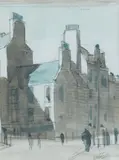 James McIntosh Patrick Obe Rsa Roi Are Lld, Street scene, watercolour and pencil