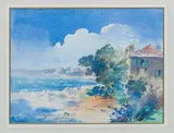 Blanche Odin, Coastal scene, watercolour