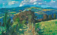 John Cunningham Rgi DLitt, 'Caumont-sur-Orne, Normandy', oil on canvas
