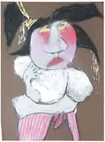 Pat Douthwaite, King Herod, charcoal, pastel and metallic paint on brown paper