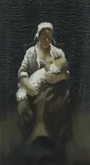 Mother and child by Jack Vettriano, oil on canvas board, sold Dec 2024