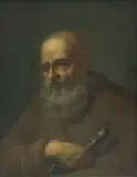 Portrait of a man holding a sword by Christian Wilhelm Ernst Dietrich, oil on panel, offered Sep 2024