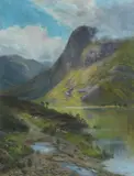 Edwin Stuart, Highland loch with sheep, oil on canvas