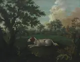 English Setter in a landscape by English School, oil on canvas, sold Sep 2024