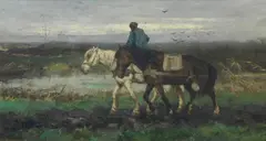 Johan Scherrewitz, On the plough, oil on canvas
