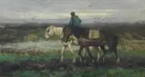 Johan Scherrewitz, On the plough, oil on canvas
