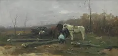 Johan Scherrewitz, The timber wain, oil on canvas