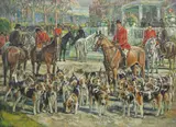 Frederick Thomas Daws, The meet, oil on canvas laid to board