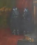 Frederick Thomas Daws, A pair of Poodles from Mannerhead, oil on canvas