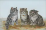 Bessie Bamber, Three kittens, oil on milk glass