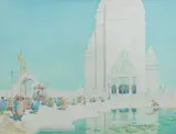 J. Nina Miller Davidson, Procession to an Eastern Temple, watercolour