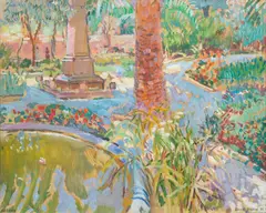 David Graham, A vibrant garden, oil on canvas