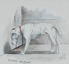 Minnie Fox, 'Listening for "Missus"' - A Wire Fox Terrier, watercolour
