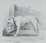 Minnie Fox, 'Listening for "Missus"' - A Wire Fox Terrier, watercolour