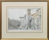 Gordon Davies, Piazza Navona, Rome; Piazza del Campidoglio, Rome, two works, watercolour