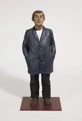 Mann mit blauer Jacke by Stephan Balkenhol, 2003, Bronze, bemalt, sold Nov 2012