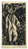 Gehender Mann in der Wiese by Ernst Ludwig Kirchner, 1922, Holzschnitt auf Japan, sold May 2011