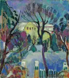 Oskar Moll, Winterabend Grunewald, 1916, Öl auf Leinwand