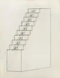 Konrad Klapheck, Vorzeichnung zu „Läuterung, 1974, Kohle und Farbstift in Rot und Blau auf Pergament­papier