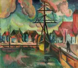 Cesar Klein, Hafen, 1917, Öl auf Leinwand