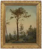 Anton Hübner, Forest Landscape, 1848, oil on cardboard