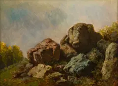 August Piepenhagen, Rocky Landscape, 1860s, oil on cardboard