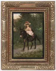 Václav Brožík, Countess on a Ride, Before 1900, oil on wood