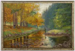 Jan Mikule, Autumn Fishing, Around 1910, oil on canvas