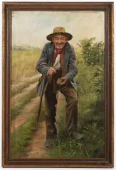 František Klimeš, Old Man with a Tobacco Box, Early 20th century, oil on canvas