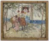 Jaroslav Honzík, Girls in Folk Dress, 1906, oil on cardboard