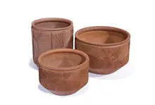 Robert Maxwell, Planters (3), c. 1968, Stoneware with Starburst pattern