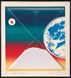 James Rosenquist, Earth and Moon, 1971, 9-color lithograph on white Arches Cover paper with vacuum formed plastic hourglass containing plastic beads
