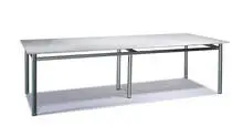 William Katavolos, Dining table, 1952, Chrome-plated and enameled steel, marble