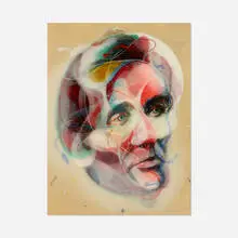 Lincoln 1860 by Jongwang Lee, mixed media on canvas laid to board, sold Dec 2021