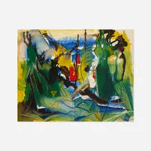 Abstract Composition by Joseph Meierhans, oil on Masonite, sold Dec 2021