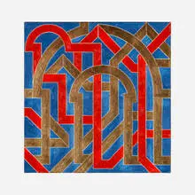 Valerie Jaudon, Fondren Station, 1983, oil, gold leaf and metalic pigment on canvas