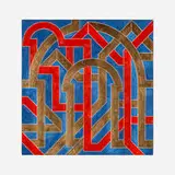 Valerie Jaudon, Fondren Station, 1983, oil, gold leaf and metalic pigment on canvas