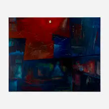 Jack Perlmutter, Untitled (Abstract Cityscape), oil on board