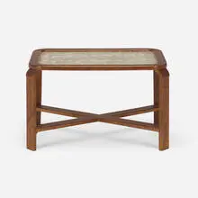 Art Deco-Style, Coffee table, lacquered wood, molded glass
