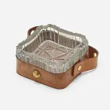 Jacques Adnet, Portable ashtray, c. 1955, leather, brass, glass