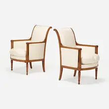 Directoire, Bergères, pair, c. 1790, mahogany, upholstery