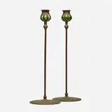 Candlesticks, pair by Tiffany Studios, Tiffany Glass & Decorating Co., sold May 2024