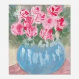 Sybil Gibson, Still Life with Roses in Blue Vase, pastel on paper laid to artist board